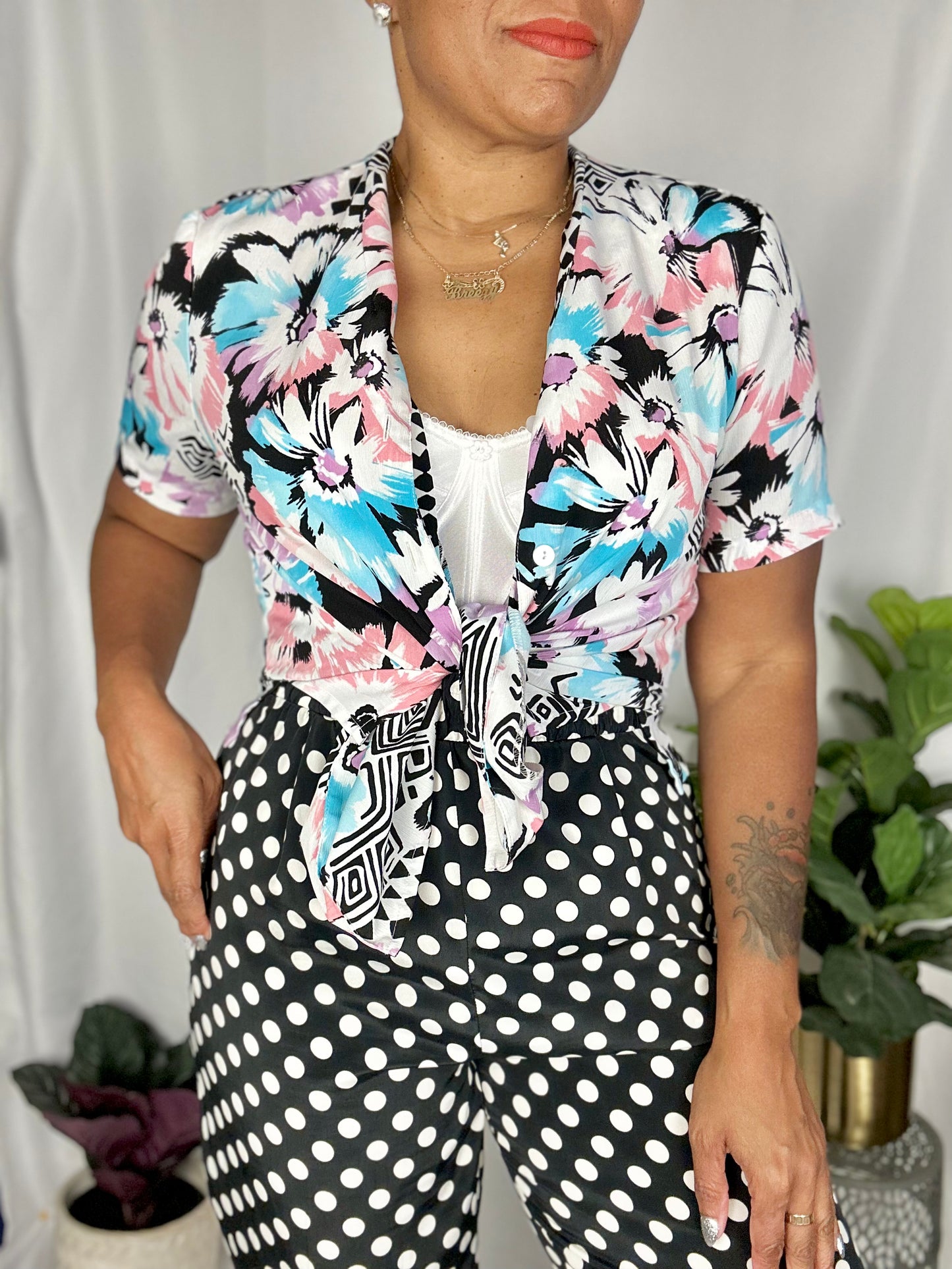 Vintage Floral and Abstract Blouse size 10