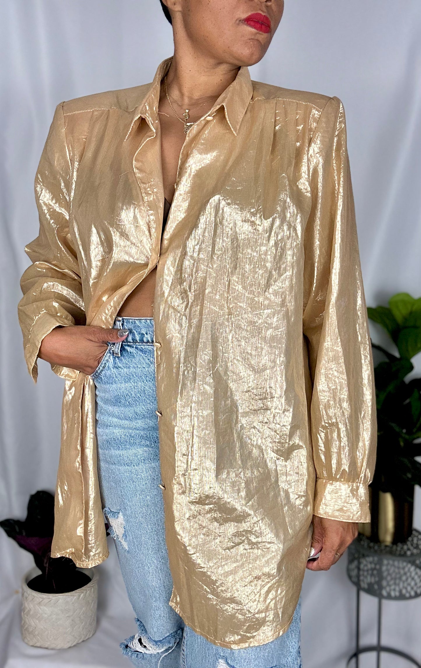 Vintage Gold Lame Blouse size 20