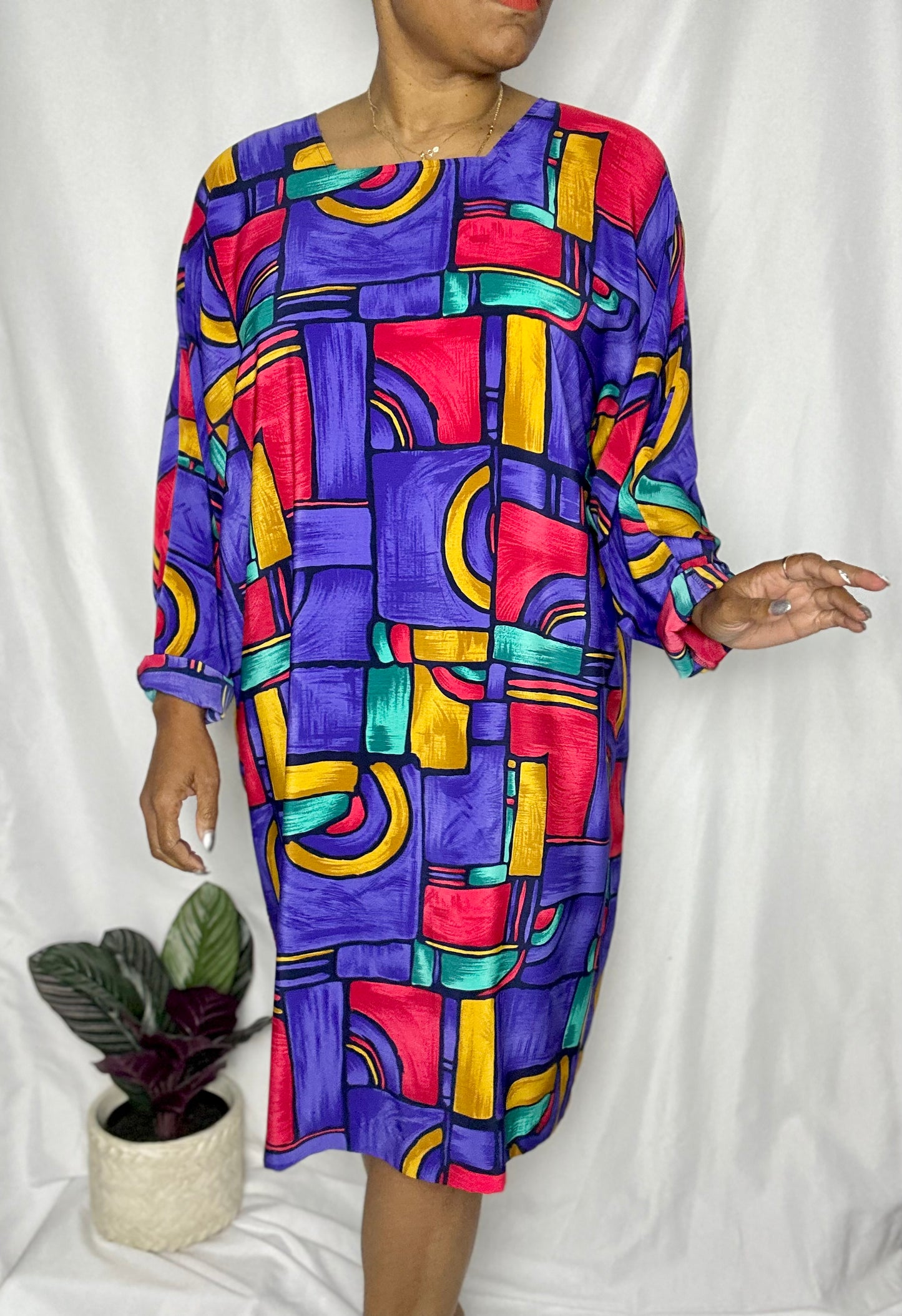 Vintage Abstract Print Dress size 20