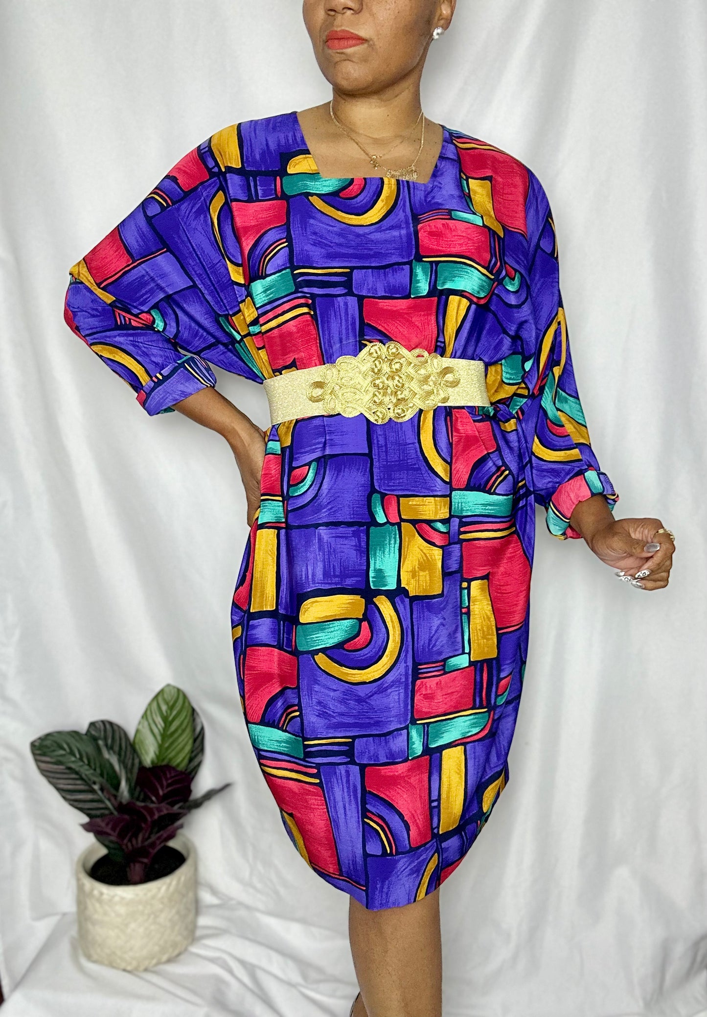 Vintage Abstract Print Dress size 20