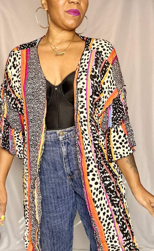 Mixed Print Duster Cardigan Size XL