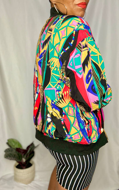 Vintage Abstract Bomber Jacket Size XL