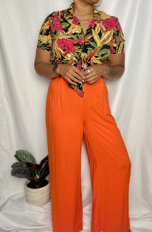 Bright Orange Wide Leg Palazzo Pants Size L - XL