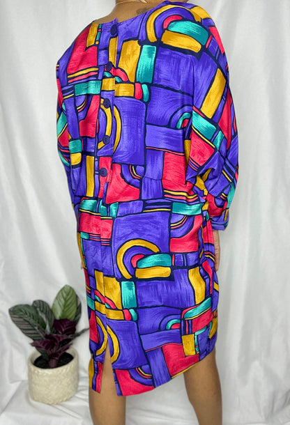 Vintage Abstract Print Dress size 20