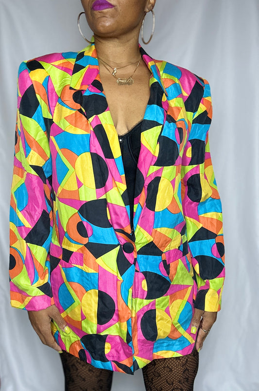 Vintage Silk Abstract Blazer Size Large- XL