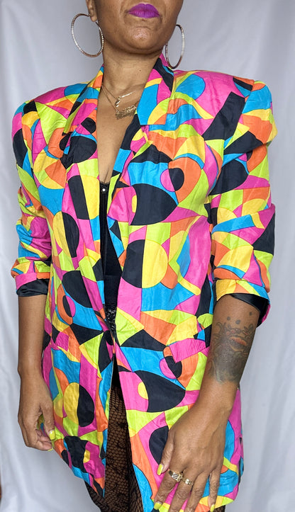 Vintage Silk Abstract Blazer Size Large- XL