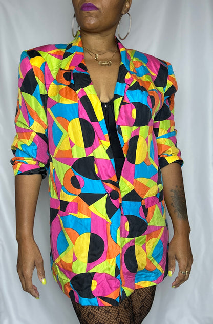 Vintage Silk Abstract Blazer Size Large- XL