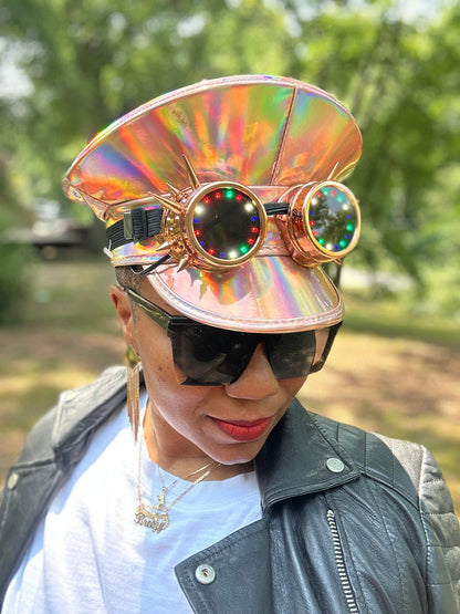 Light Up Steampunk Captain Hat - Rose Gold