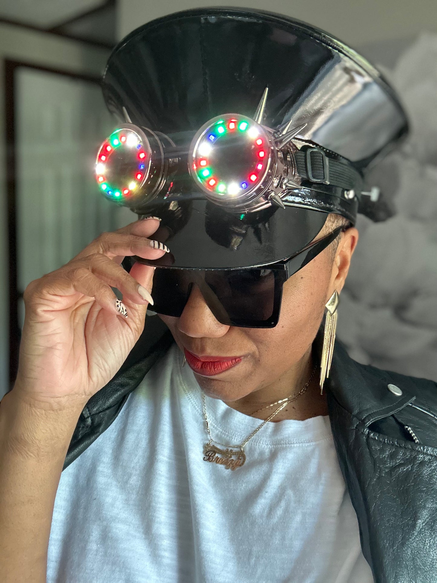 Light Up Steampunk Captain Hat - Black