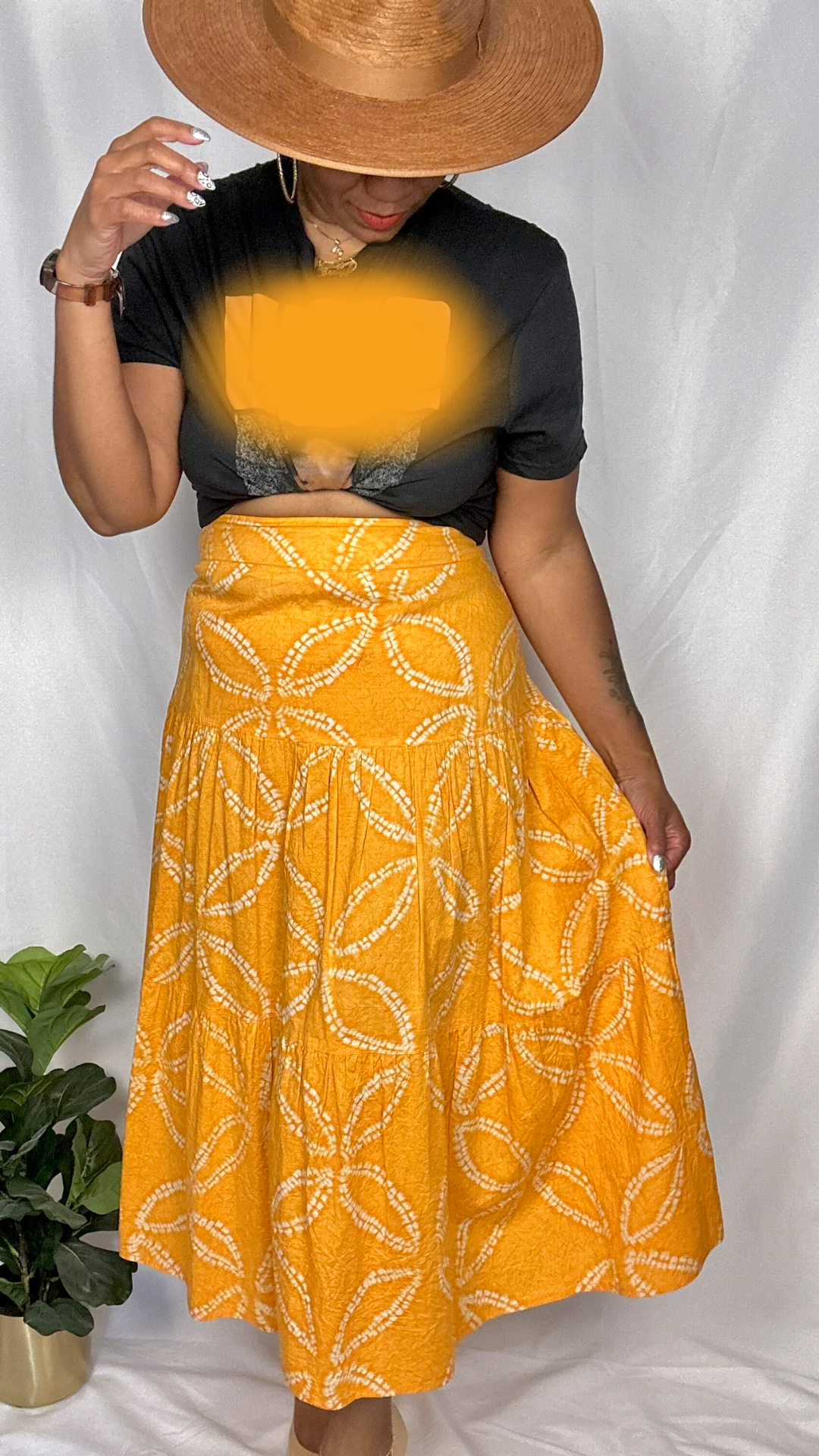 Yellow Tie Dye Maxi Skirt size 10