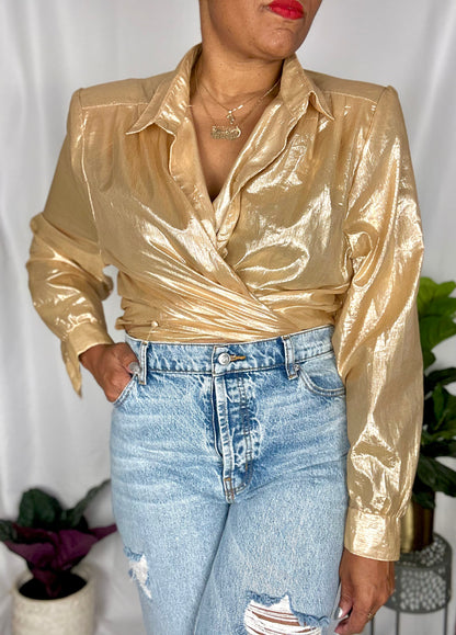 Vintage Gold Lame Blouse size 20