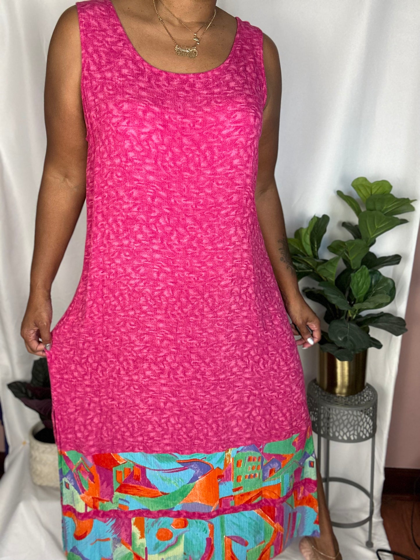 Vintage Bright Pink Maxi Dress size 1XL