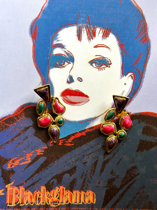 Vintage Enamel Multicolor Earrings