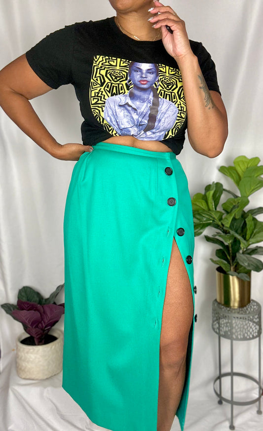 Vintage Teal Maxi Skirt