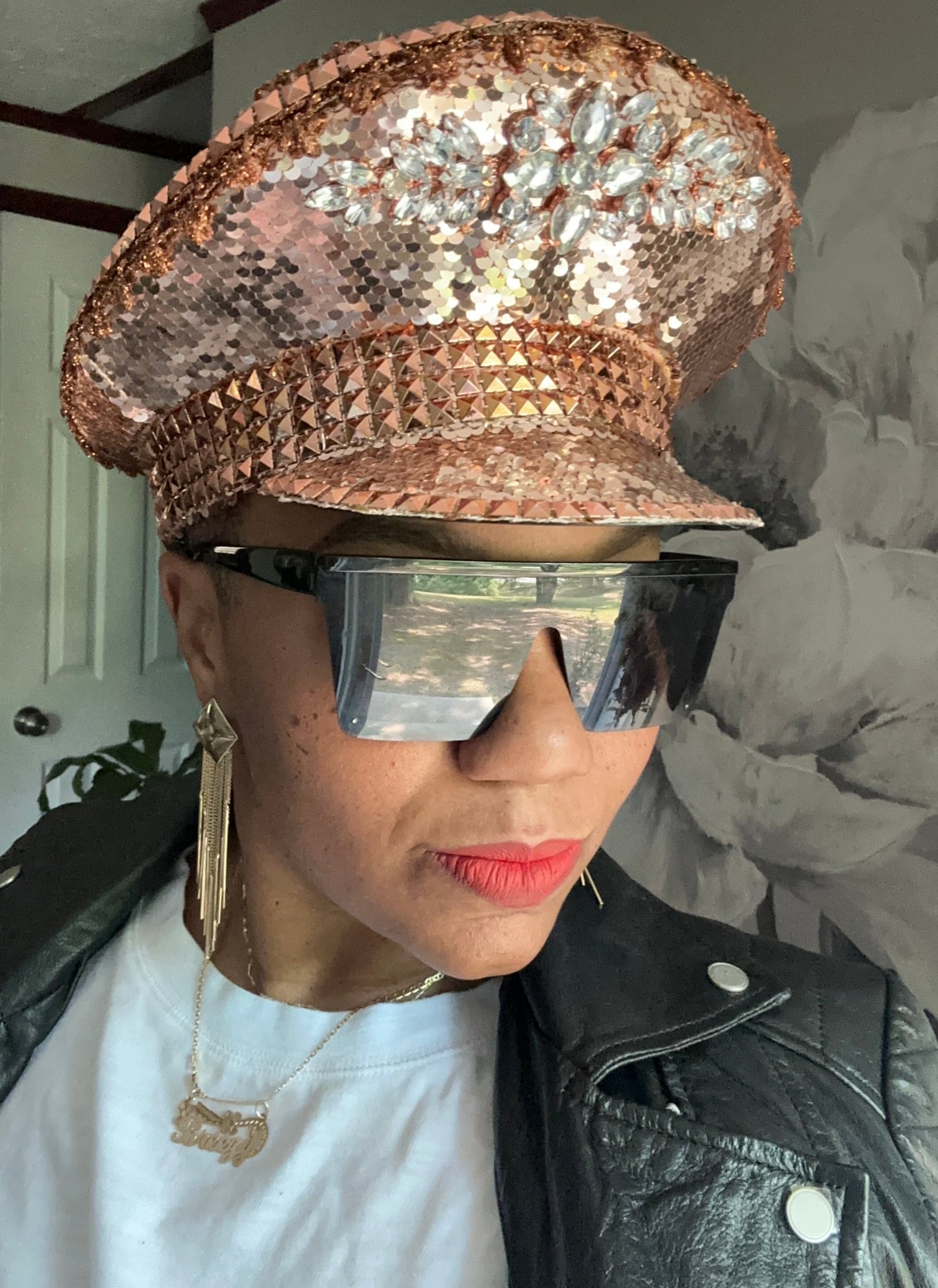Sequin and Rhinestone Bling Captain Hat