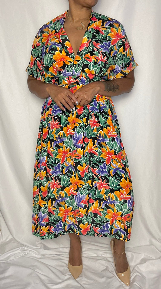 Vintage Floral Secretary Dress size 22