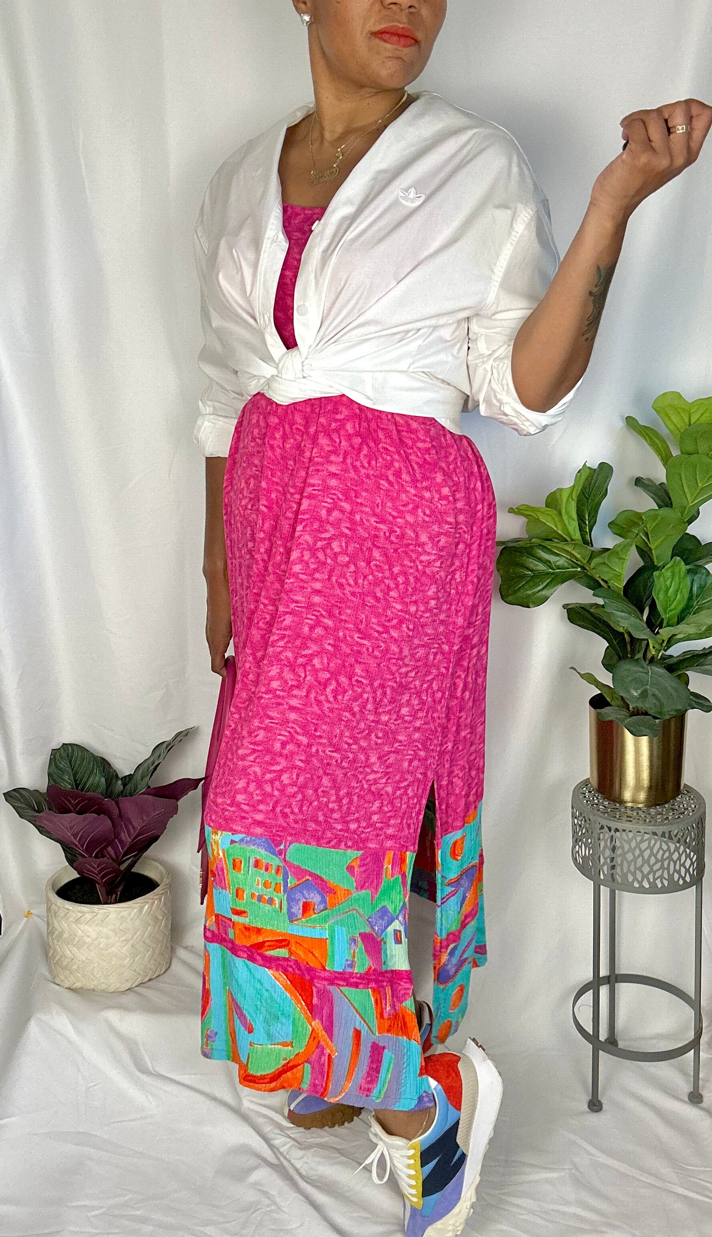 Vintage Bright Pink Maxi Dress size 1XL