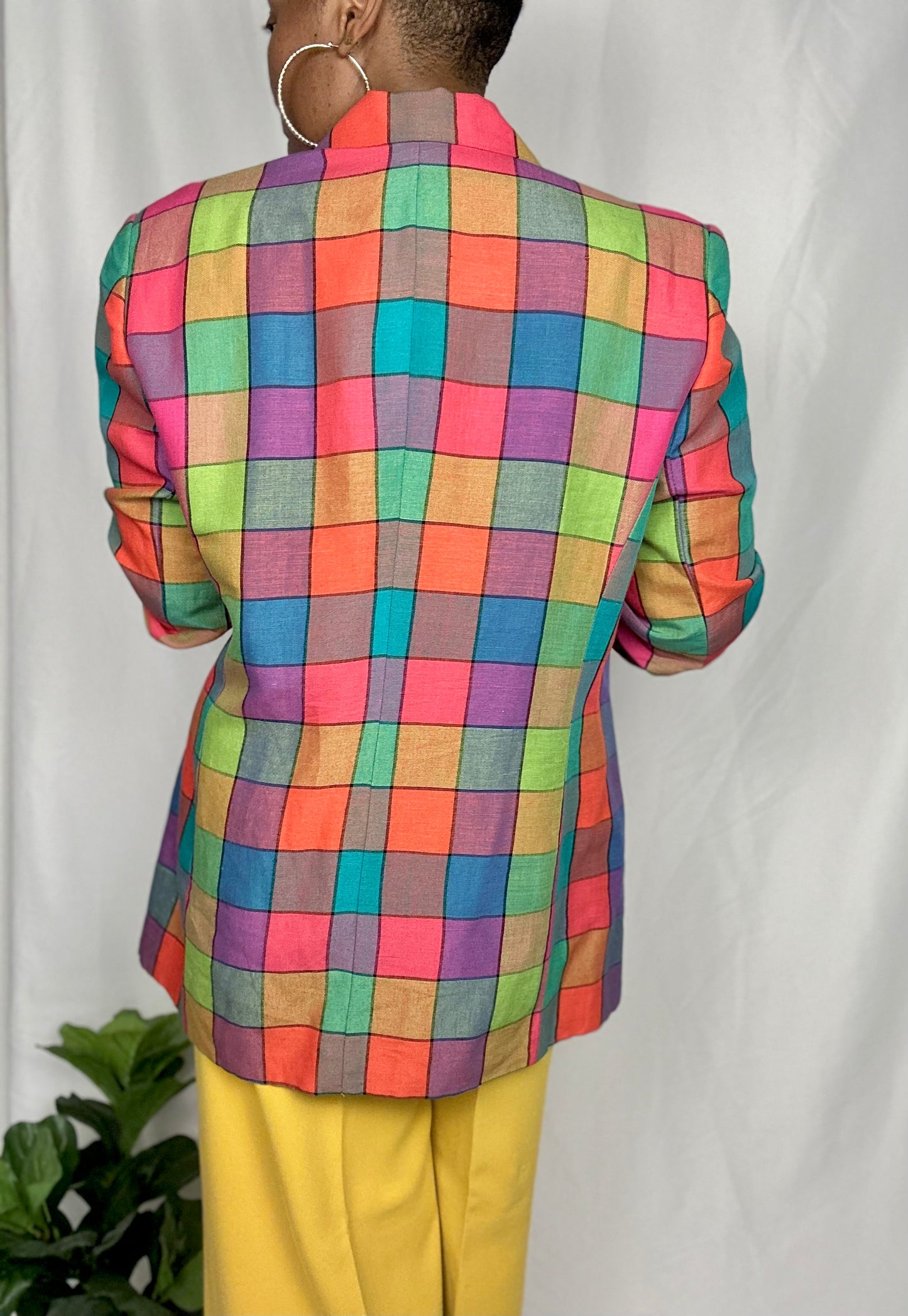 Vintage Bright Color Block Blazer Size 14/16