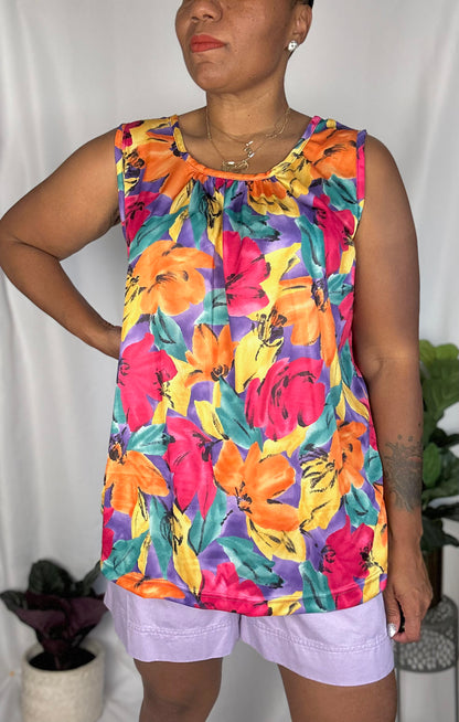 vintage Floral Tank Top Size 2X