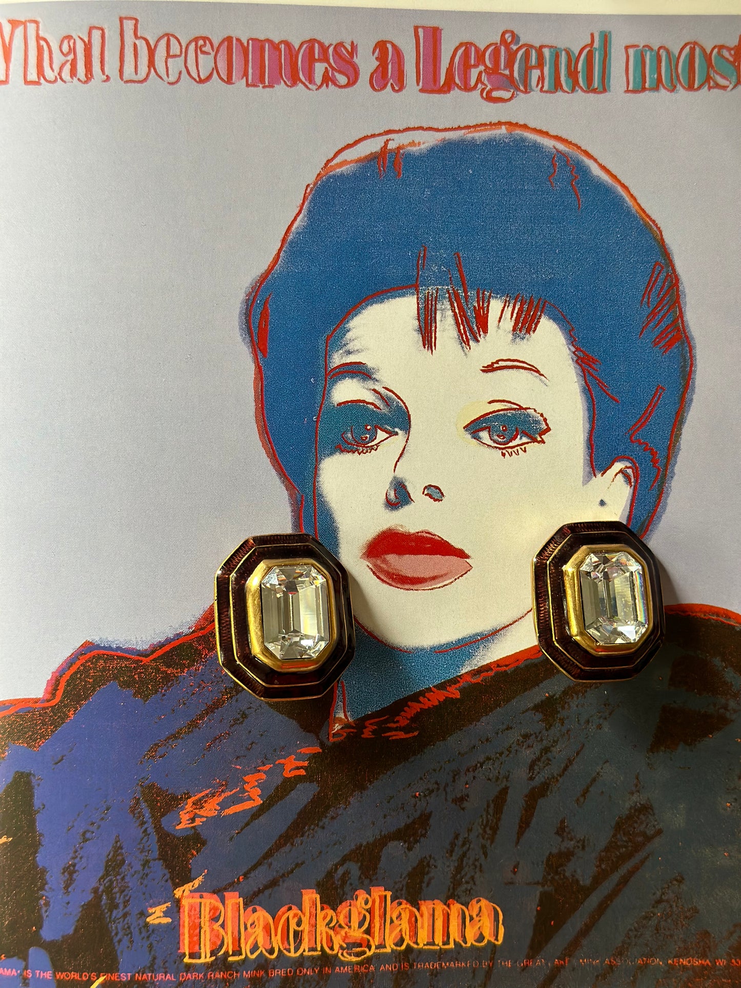 Vintage Enamel and Rhinestone Earrings