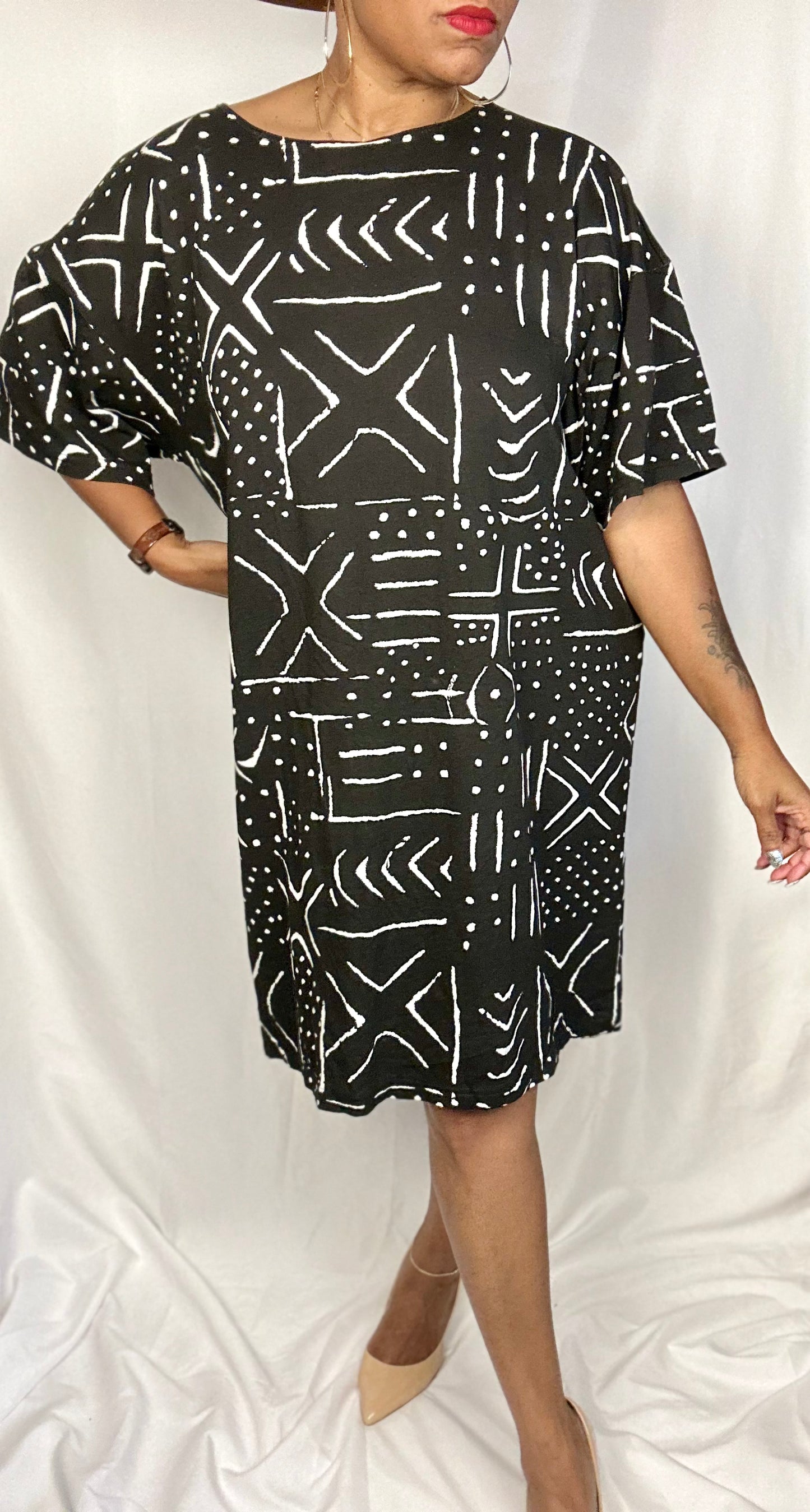 Mudcloth T Shirt Dress Size up to XXL