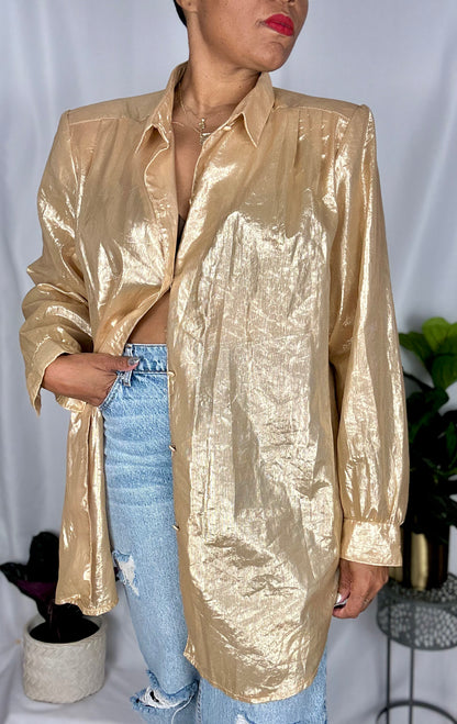 Vintage Gold Lame Blouse size 20